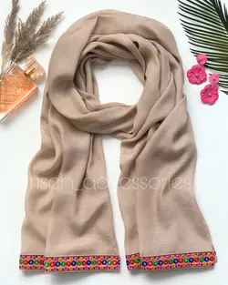 شال سوزن دوزی کرمی