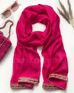 شال سوزن دوزی صورتی