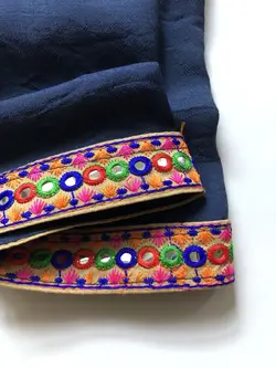 شال نخی سوزن دوزی سرمه ای