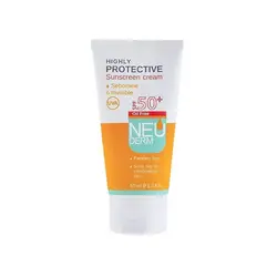 کرم ضدآفتاب بی رنگ هایلی پروتکتیو نئودرم SPF50 مناسب برای پوست های چرب و مختلط