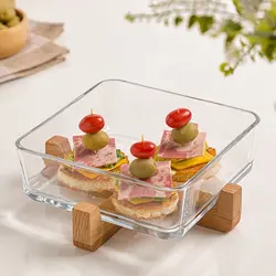 ظرف سرو پایه چوبی لیمون(12)/2163 | صدف کالا (فروشگاه بزرگ صدف)