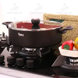 ماهیتابه سایز 20 دو دسته درب دار گرانیت تیارا/20PTG | صدف کالا (فروشگاه بزرگ صدف)