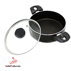 ماهیتابه سایز 20 دو دسته درب دار گرانیت تیارا/20PTG | صدف کالا (فروشگاه بزرگ صدف)