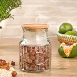 بانکه شیشه ای 1 لیتر درب چوبی لیمون (12)/2262 | صدف کالا (فروشگاه بزرگ صدف)