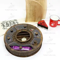 جای دمنوش وارمر دار 6 خانه گرد چوبی | صدف کالا (فروشگاه بزرگ صدف)