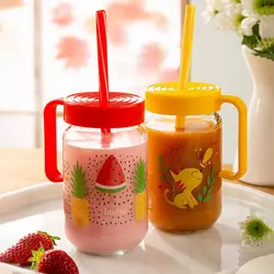 لیوان اسموتی نی دار شیشه ای اواستایل(48)/1156 | صدف کالا (فروشگاه بزرگ صدف)