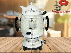 سماور مدل بیم 6 لیتری طرح دار (قوری چینی)