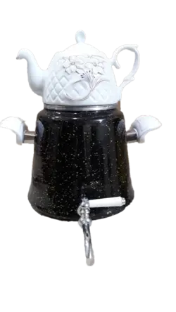 کتری لعابی 6 لیتری شیر دار با قوری