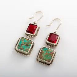 گوشواره فیروزه و سنگ‌قرمز