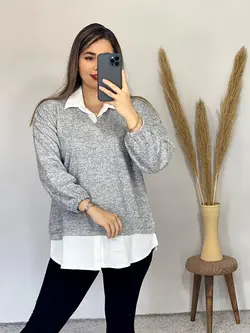 بلوز یقه دار نیکا کد 7053