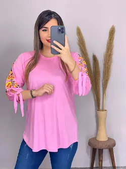 بلوز قواره دار آستین چاپی کد 7061