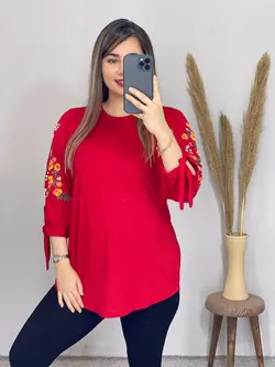 بلوز قواره دار آستین چاپی کد 7061