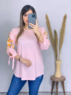 بلوز قواره دار آستین چاپی کد 7061