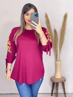 بلوز قواره دار آستین چاپی کد 7061