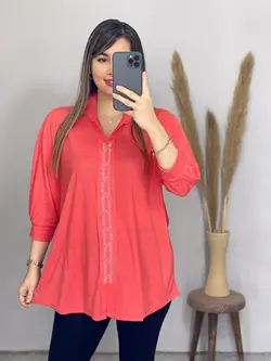 تونیک یقه دار نگین کد 7064