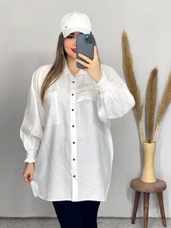 شومیز مانتویی جلو دکمه دار و جیبدار کد 3202