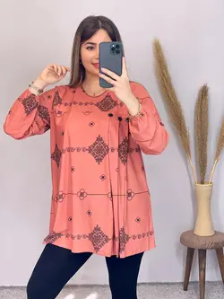 بلوز سه دکمه طرحدار کد 7078