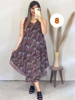 پیراهن حریر آستردار حلقه ای کد 4085