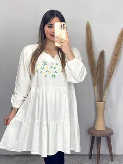 پیزاهن مانتویی طرح بابونه کد 4086