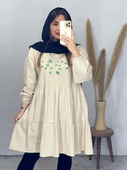 پیزاهن مانتویی طرح بابونه کد 4086