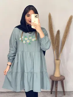 پیزاهن مانتویی طرح بابونه کد 4086