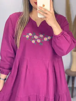 پیزاهن مانتویی طرح بابونه کد 4086