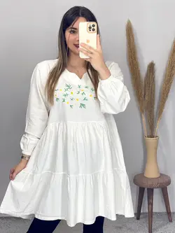 پیزاهن مانتویی طرح بابونه کد 4086