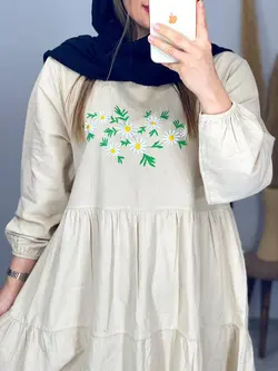 پیزاهن مانتویی طرح بابونه کد 4086