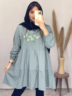 پیزاهن مانتویی طرح بابونه کد 4086