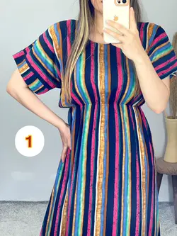 پیراهن نخی راه راه کد 4093