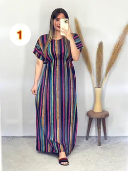 پیراهن نخی راه راه کد 4093