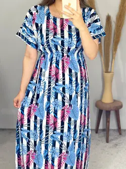 پیراهن نخی طرح برگ کد 4098