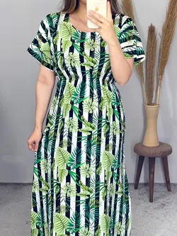 پیراهن نخی طرح برگ کد 4098