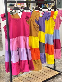 پیراهن کوتاه رنگی رنگی کد 4099