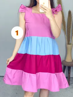 پیراهن کوتاه رنگی رنگی کد 4099