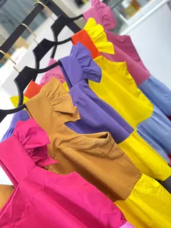 پیراهن کوتاه رنگی رنگی کد 4099