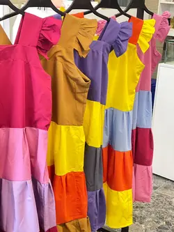 پیراهن کوتاه رنگی رنگی کد 4099