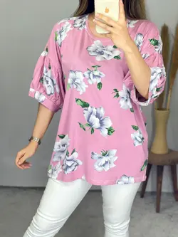 بلوز گلدار آستین سه ربع کد 7093