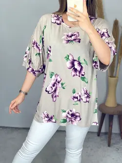 بلوز گلدار آستین سه ربع کد 7093