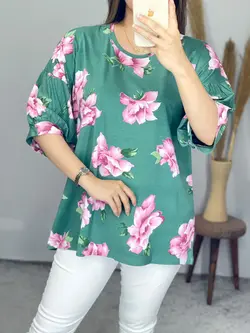 بلوز گلدار آستین سه ربع کد 7093