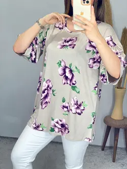 بلوز گلدار آستین سه ربع کد 7093