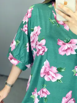 بلوز گلدار آستین سه ربع کد 7093