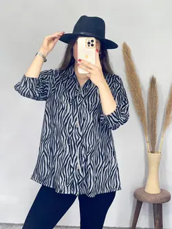 بلوز یقه دار گورخری کد 7099