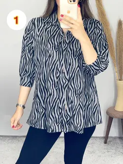 بلوز یقه دار گورخری کد 7099