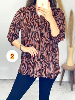 بلوز یقه دار گورخری کد 7099