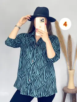 بلوز یقه دار گورخری کد 7099