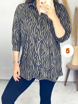 بلوز یقه دار گورخری کد 7099