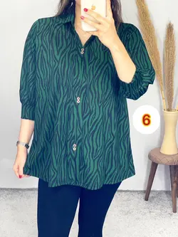 بلوز یقه دار گورخری کد 7099