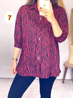 بلوز یقه دار گورخری کد 7099