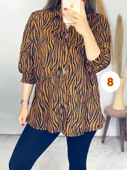 بلوز یقه دار گورخری کد 7099